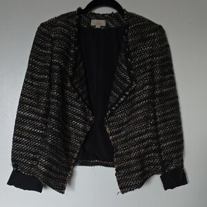 LOFT Black and Gold Textured Blazer